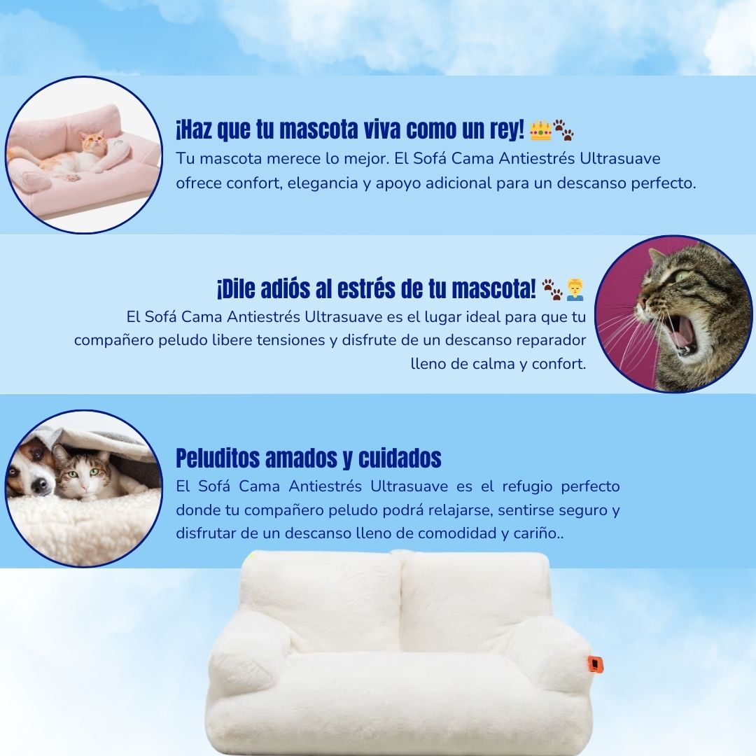 Mascotas Consentidas: Sofá Cama Antiestrés Ultrasuave